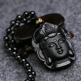 Kettingen natuurlijke obsidiaan guanyin hanger ketting