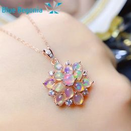 Colliers Pendants d'opale naturels pour les femmes Gift d'anniversaire 3 * 4 mm Colliers de pierres précieuses colorées 925 Bijoux fins en argent sterling