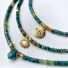 Colliers Collier de perles en pierre naturelle Vintage charme goutte d'eau pendentif bijoux gothique Corrente Masculina cadeau de noël pour les femmes 2021