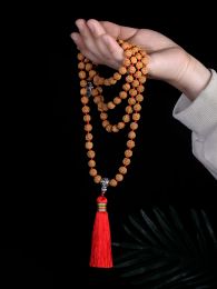 Colliers Collier naturel Vajra Bodhi, collier Japamala noué en perles Rudraksha Original, bijoux de bénédiction de Yoga de méditation 108 Mala Rosar