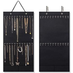 Kettingen Kettingorganizer Hangende sieradenorganizer Vilt Decoratief Wandmontage Oorbellen Armbandopslag Displayhouder met 24 haken