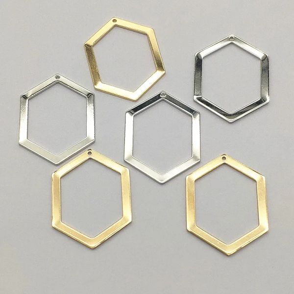 Collares nuevos llegadas!33x25 mm 100pcs colgantes de latón encanto hexágono para pendientes de collar hechos a mano diy piezas de joyería hallazgos de joyas