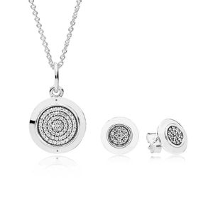 Kettingen NIEUW Boek Di 100% 925 Sterling Zilveren Handtekening Ketting en Oorbel Set fit charm originele Ketting sieraden EEN Set