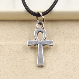 Colliers Nouveaux noirs en cuir noir durable anka croix égyptienne ankh life symbole pendant cou charme diy collier bijoux