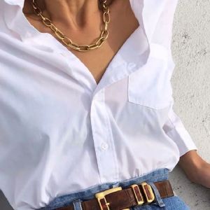 Kettingen nieuwe mode grote ketting voor vrouwen punk rock twist gouden zilveren kleur dikke dikke slot choker ketting kettingen feestjuwelen