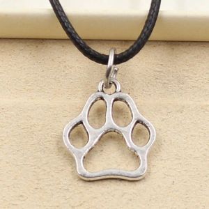 Colliers New Fashion Tibetan Silver Color Pendant Dog PAW Collier CHARME COURTURE NOIR CORTURE CURT