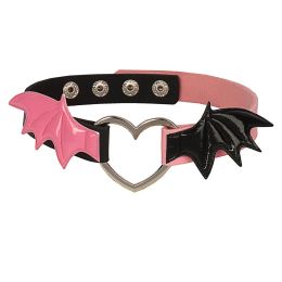 Colliers New Goth Halloween Bat Wings Choker Collier pour femmes Girls Heart Chocker en cuir collier bijoux Cosplay accessoires gothiques