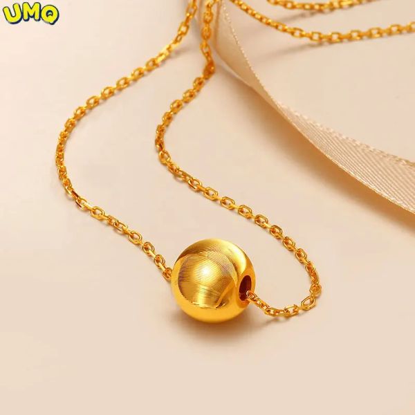 Collares nuevos chapado 100% oro real 24k 999 perlas de transferencia ojo de gato hilo redondo 999 glow regalo collar colgante puro 18k joyas