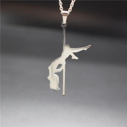 Colliers Nouveau acier inoxydable pôle danseur pendentif colliers bande danseur Silhouette cadeau pour enterrement de vie de jeune fille femmes colliers bijoux