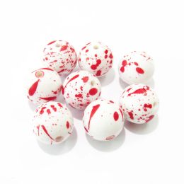 Colliers les plus récents 20 mm 100pcs / sac Blanc Spray massif blanc rouge (sans AB) Perles pour les bijoux / collier de la mode Halloween