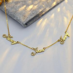 Kettingen NOKMIT Aangepaste naamketting met kristal roestvrij staal Gepersonaliseerde ketting met meerdere namen Naambord Hanger Kettingen Sieraden