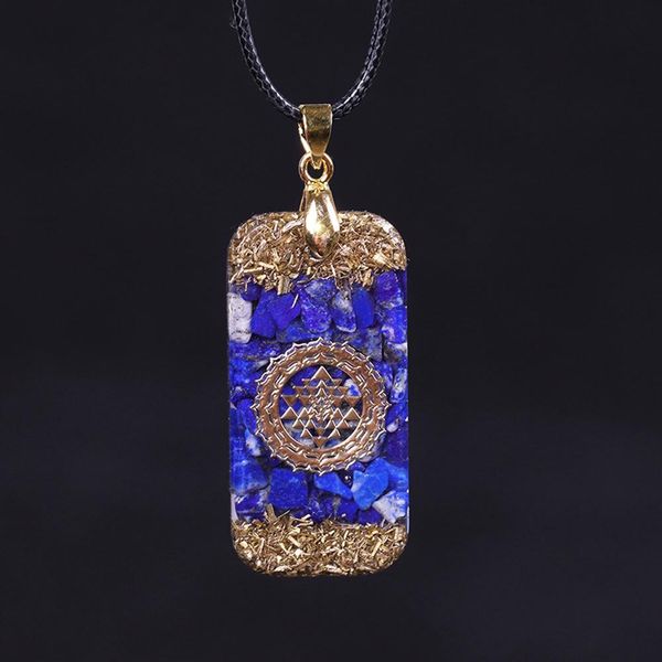 Colliers Pendentif énergétique Orgonite Lapis Lazuli naturel Reiki collier énergétique mystérieux résine Chakra pierre croissance amulette d'affaires