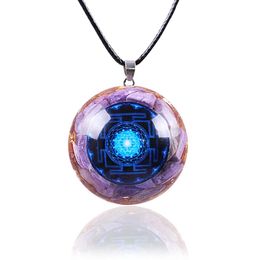 Colliers pendentif Orgonite Sri Yantra collier Charoite pierre géométrie sacrée Chakra énergie collier méditation bijoux