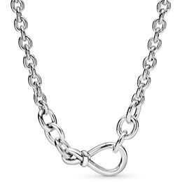Collares Originales Collar de la cadena de nudo infinito grueso para el collar de collar de cuentas de plata de plata de 925 joyas de bricolaje Europa