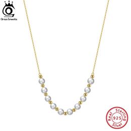 Colliers ORSA JEWELS 14K or 925 chaîne en argent Sterling et collier de perles avec collier de perles naturelles d'eau douce pour femmes filles GPN23