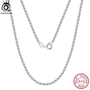 Colliers ORSA bijoux fait à la main italien 2mm largeur 925 en argent Sterling cercle Rolo lien chaîne collier femme cou chaîne pour pendentif SC61