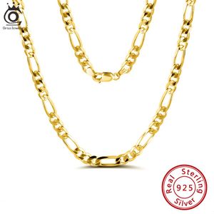 Colliers ORSA bijoux italien 18K plaqué or 5.0mm Figaro chaîne collier 925 en argent Sterling hommes colliers chaînes bijoux fins cadeaux SC34