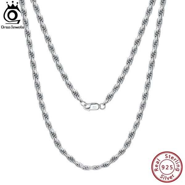 Colliers ORSA JEWELS italien fait à la main 925 en argent Sterling 3.3mm d'épaisseur diamant coupe corde chaîne collier pour homme femme correspondant chaîne SC29