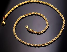 Kettingen hanger 18k echt goud vergulde roestvrijstalen touwketting ketting voor mannen gouden ketens mode sieraden cadeauchristmas en Valentijnsdag cadeau