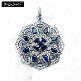 Colliers Pendant Blue Lotus Flower 925 Sterling Silver Zirconia Brand Europe Style Soul Fine Femmes Bijoux Fit Collier Collier Tendy Gift