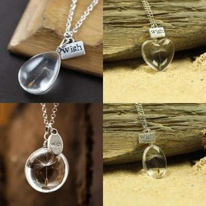 Kettingen hanger delicate paardenbloem time edelstenen ketting hartvormige rond ovaal dubbelzijdig kristal voor vrouwelijke meisjes