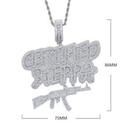 Halsketten Anhänger Halsketten Iced Out Bling Rechteck CZ Buchstabe Zertifizierte Steppa Anhänger Halskette Zirkonia AK47 Gun Charm Herren Mode H