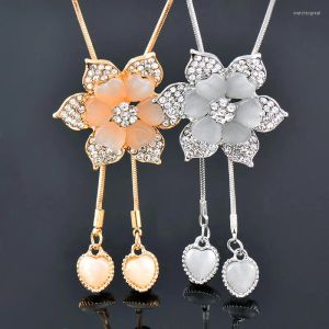 Colliers pendents Colliers Leeker coréen coeur coeur Opale Collier de fleur pour femmes Chaîne rose Gold Silver Couleur Accessoires de mariage ZD1