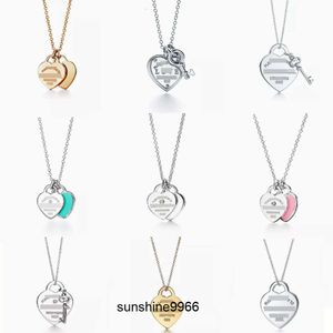 Kettingen hanglakkende kettingen nieuwe ontwerper liefde hartvormige voor goud zilveren S925 oorbellen bruiloft verlovingsgeschenken mode sieraden ketting met doos