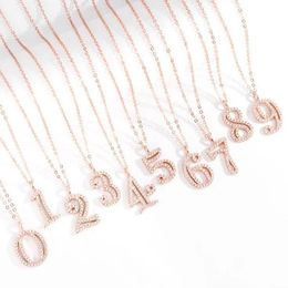 Colliers Pendentif Colliers personnalisé 925 en argent Sterling numéro collier 09 numérique diamant pendentif collier bijoux de mode pour les femmes