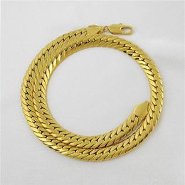 Colliers avec pendentif en or jaune massif 18 carats, rempli de 24, 10mm, 85g, chaîne à chevrons, collier pour hommes, GF Jewelry253h