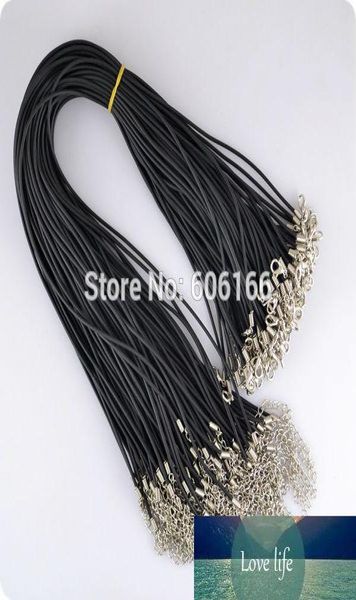 Colliers Pendants Chokers Bijoux 100x 45cm 18039039 Rubber noire pour cordon de pendentif 2 mm STRAPE LOBSER CLAP COLLAC2744103