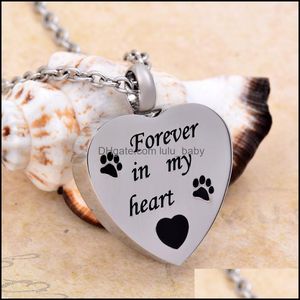 Colliers Pendentifs Cmj9704 Forever In My Heart, bijoux commémoratifs pour animaux de compagnie, pendentif souvenir de chien, collier d'urne de crémation pour porte-cendres Colar, goutte