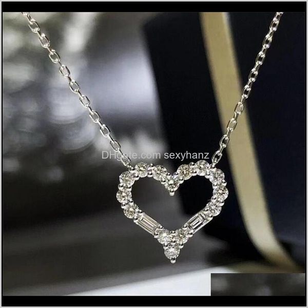 Colliers Pendentifs Drop Delivery 2021 Classique Marque Coeur Pendentif Simple Fine Jewelry 925 Sterling Sier Blanc Topaze Cz Diamant Amour Femmes