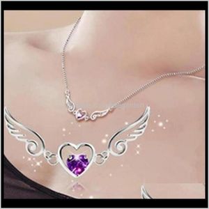 Colliers Pendentifs Drop Livraison 2021 Dream Angels Love Heart Collier Ailes Pendentif Dames Anniversaire Femme Cadeau Bijoux En Cristal PS1141 Hkda