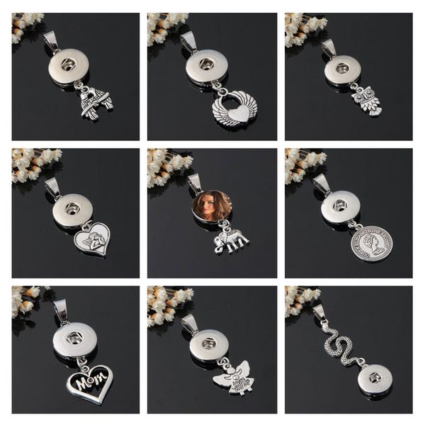 colliers pendentifs pour sublimation hibou éléphant bouton collier pendentif coeur transfert matériau vierge cadeaux personnalisés 9 styles