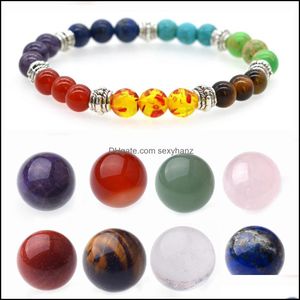 Collares Colgantes Joyas Pulsera Caja de regalo Amigos 7 Chakra Esferas de piedra Colección Mujeres Hombres Curación Yoga Cristal de cuarzo Colgante Neckl