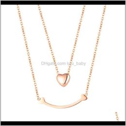 Colliers pendentifs bijoux livraison directe 2021 collier en acier au titane élégant à plusieurs couches pour femme classique en forme de coeur clavicule Ch