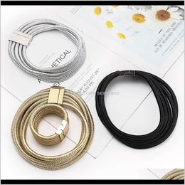 Kettingen hangers sieraden druppel levering 2021 hanger overdrijving en mode multi-layer gouden touw magneet buckle ketting dames straat p