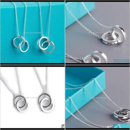 Kettingen hangers sieraden drop levering 2021 digitale S925 sterling sier dubbele ring ketting hanger voor vrouwen kaicj