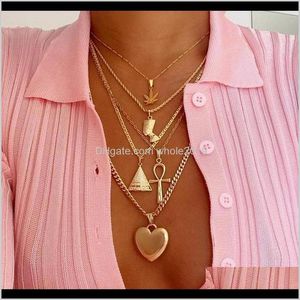 Colliers pendentifs bijoux cinq couches sexe collier egypte pharaon pyramides coeur pendentif torsadé singapour lien chaîne Si