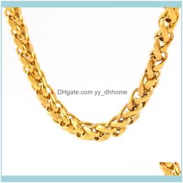 Kettingen hangers sieraden5mm/6 mm sier kleur/gouden kleur 100% roestvrijstalen tarwe gevlochten ketting ketting heren kettingen drop levering 2021 jp