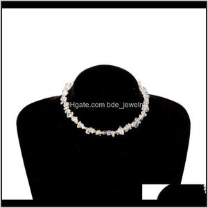 Collares Colgantes Jewelrybroken Turquesa Mujeres Collar Cristal transparente Piedra áspera Gargantilla Simple Damas Joyería de moda Gargantillas Gota