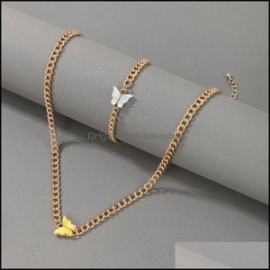 Kettingen hangers sieradendy acryl hars vlinder hanger ketting voor vrouwen charmes gouden ketting armbanden sieraden sets aessories drop