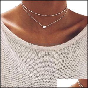 Kettingen hangers sieraden lege stijl 2 lagen liefde hart verstelbare ketting mtilayer chain choker voor cadeau pc's/set chokers drop leveren