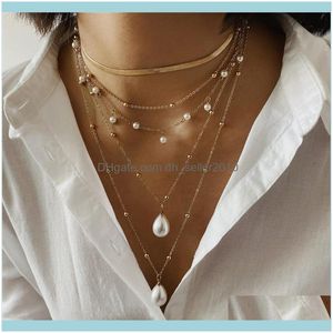 Necklaces & Pendants Jewelrymulti Layer Long Necklace For Women Imitation Pearl Choker Collars Statement Summer Jewelry Chains Drop Delivery