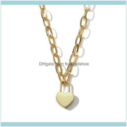 Colliers Pendentifs BijouxAcier Inoxydable Vintage Amoureux Verrouiller Notre Amour Charmes Chaîne Épaisse Collier Ras Du Cou Pour Femmes Mode Tendance Bijoux