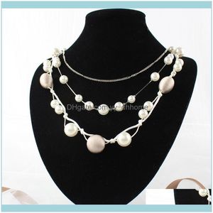 Colliers Pendants Jewelryweet multi-couches artificiel perle cou collier de couloir ￠ la main