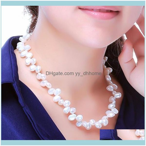 Collares Colgantes Jewelryswell6-8Mm Collar de perlas naturales Porcelana Aesorios Mujer Barroco Blanco Rosa Agua dulce Con cuentas Collier Gargantillas