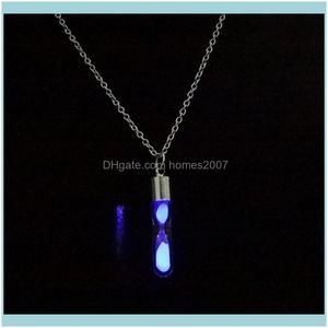 Colliers Pendentifs Jewelrywomen Hommes Glowing Lumineux Sand Timer Pendentif Verre Sablier Bouteille Collier Dames Décorations Couple Amoureux C