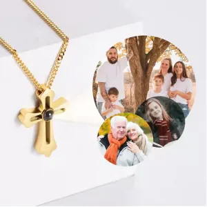 Colliers Personnalité Croix Projection Photo Collier Hommes Cadeaux Commémoratifs Pour Papa Petit Ami Personnalisé Anniversaire Cadeau Hommes Bijoux